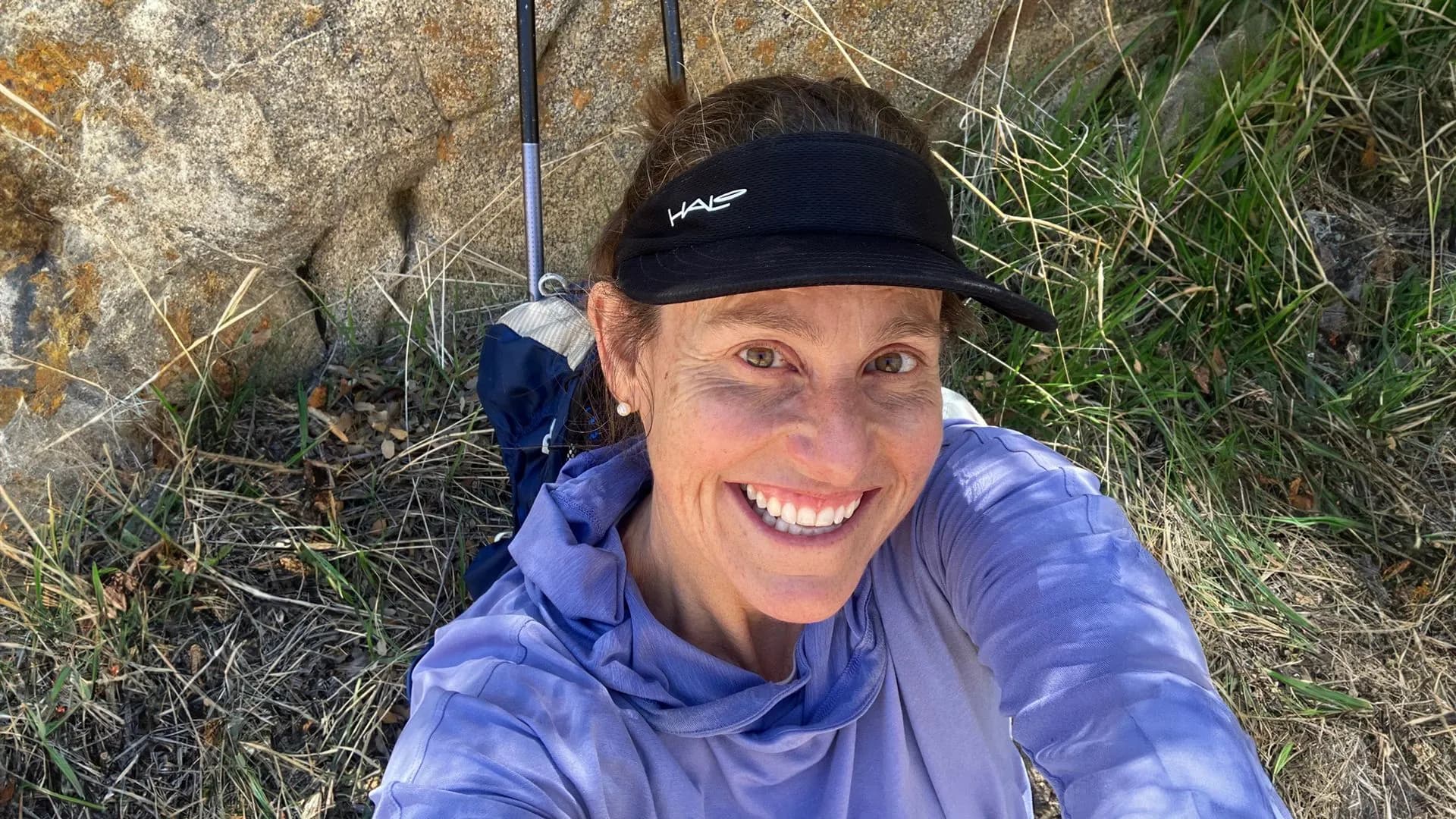 Amy Mann relaxing in the grass