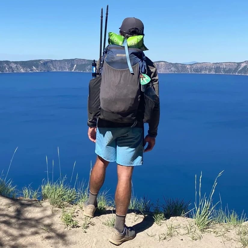 Jackrabbit overlooking crater lake