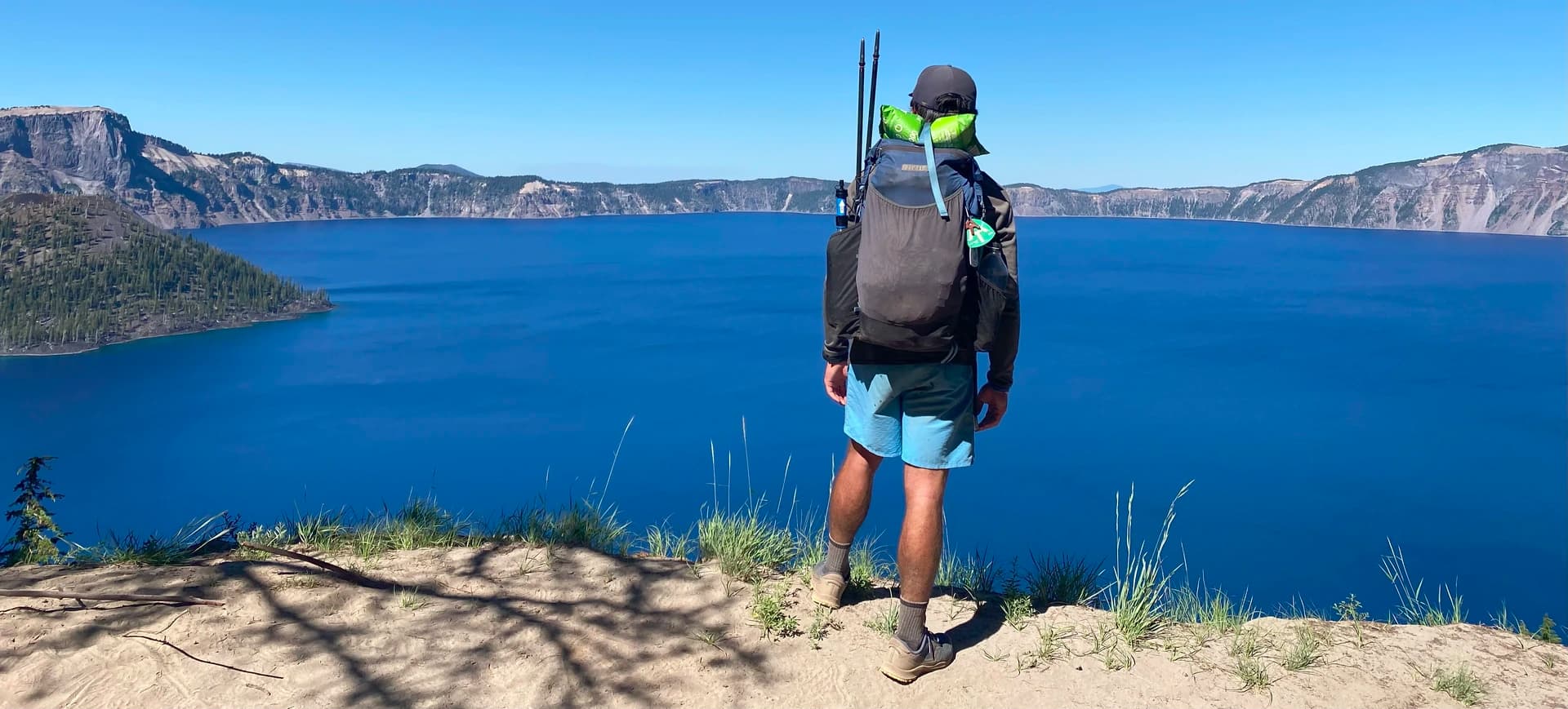 jackrabbit overlooking crater lake