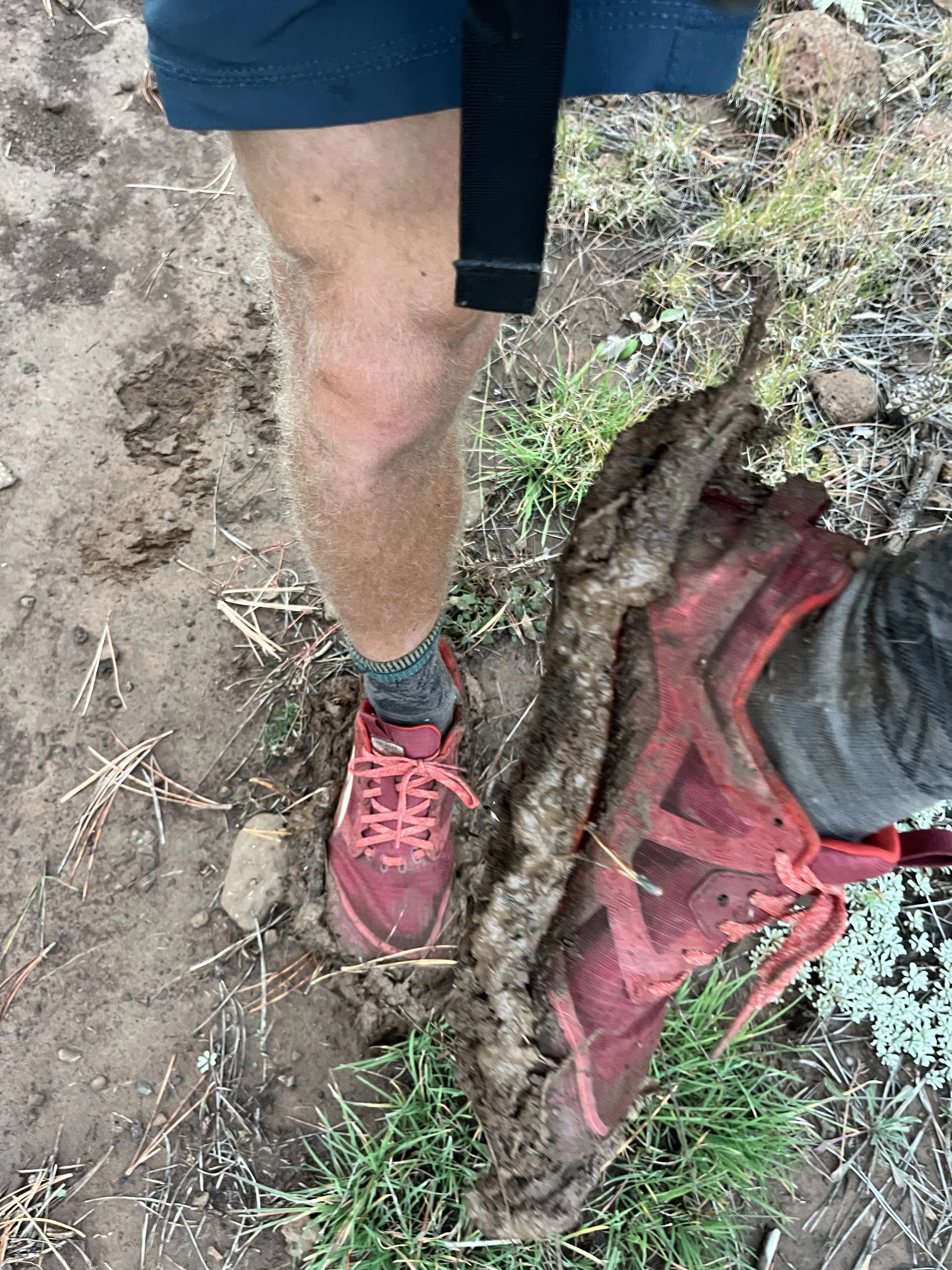 muddy hiking shoes