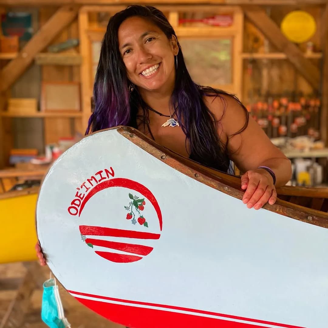 Cory Maria Dack working on her kayak