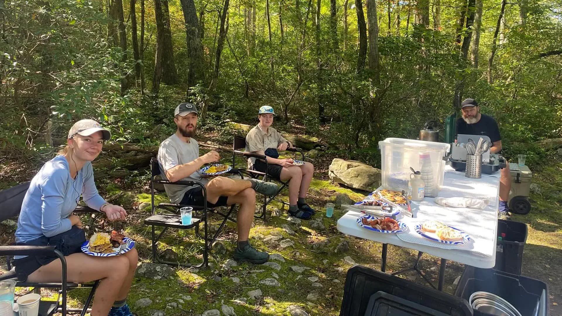 Tim Davis serving hikers at the Fresh Ground Leapfrog Café