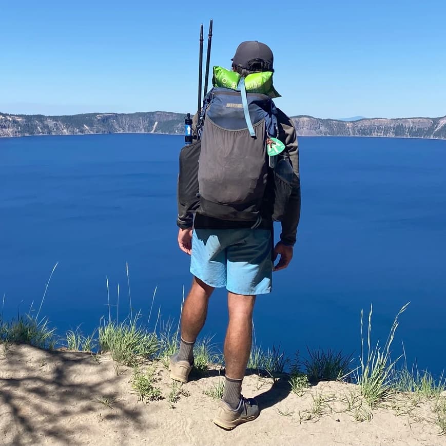 Jackrabbit overlooking crater lake