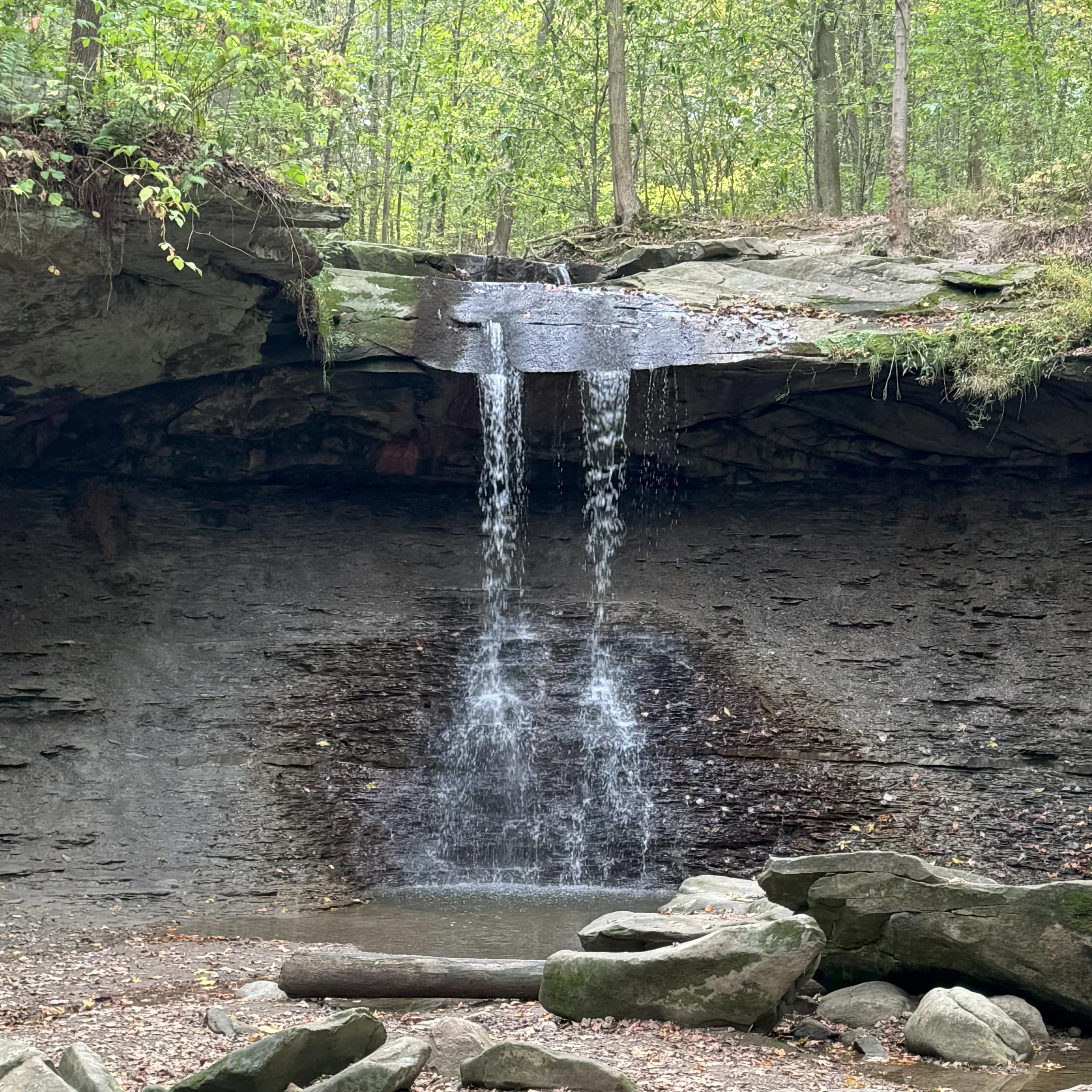 water falling over cliffs